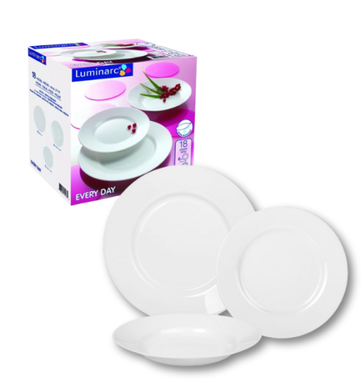 LUMINARC EVERY DAY Serwis obiadowy 18 el dla 6 osób | szkło hartowane | G0566