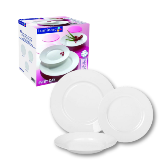 LUMINARC EVERY DAY Serwis obiadowy 18 el dla 6 osób | szkło hartowane | G0566