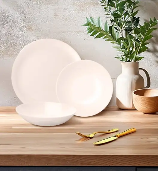 LUMINARC DIWALI WHITE Serwis obiadowy 18 el / 6 os LUZ | szkło hartowane