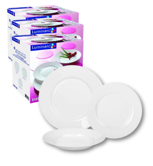 LUMINARC EVERY DAY Serwis obiadowy 54 el dla 18 osób | szkło hartowane | G0566