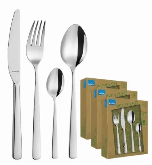 AMEFA PHOENIX Komplet sztućców z recyklingu 72 el dla 18 os w pudełku / połysk / stal nierdzewna 18/0