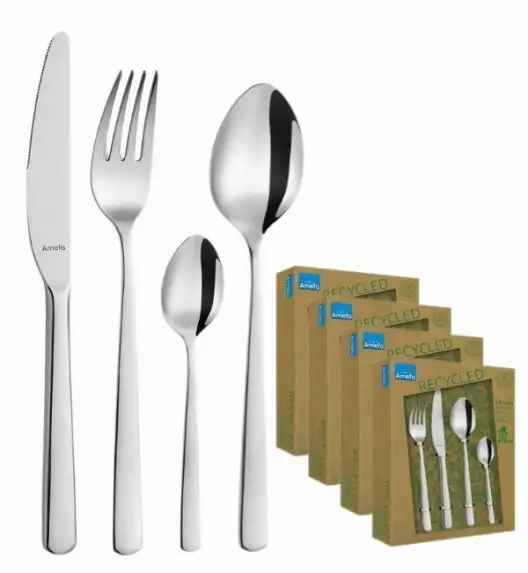 AMEFA PHOENIX Komplet sztućców z recyklingu 96 el dla 24 os w pudełku / połysk / stal nierdzewna 18/0