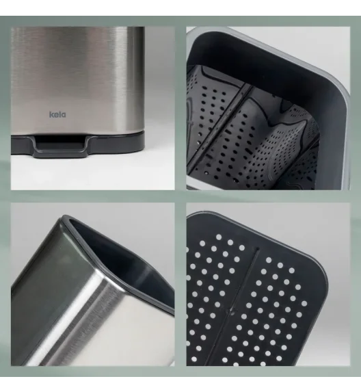 KELA | Plata | ociekacz na sztućce, stal nierdzewna/tworzywo sztuczne, 11,5 x 10 x 12,5 cm