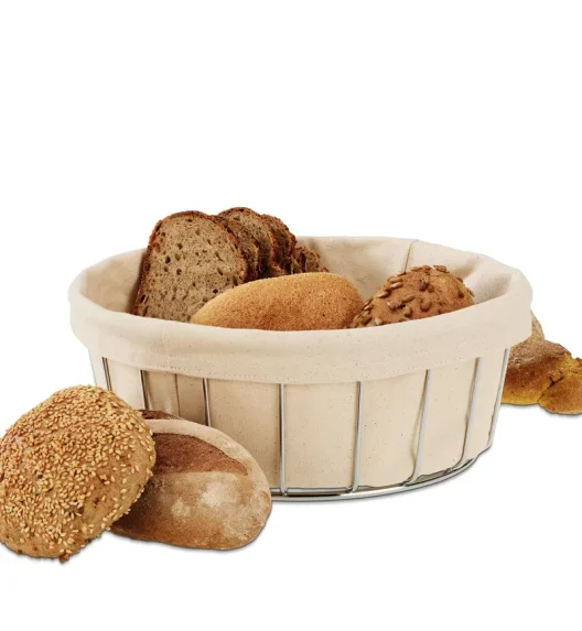 KELA | Miri | kosz na pieczywo, metal/bawełna, śred. 26,5 x 10 cm
