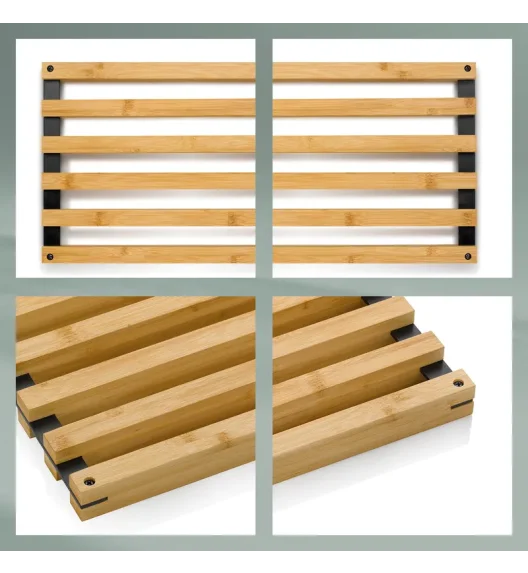 KELA | Kiril | podkładka pod gorące naczynia, bambus/metal, 20 x 20 x 3 cm