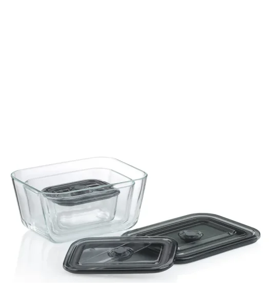 KELA | Aurelia | pojemnik na żywność, szkło borokrzemowe/tworzywo sztuczne, 1,4 l, 20 x 14,5 x 9 cm