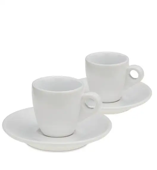 KELA | Mattia | filiżanki do espresso ze spodkami, 2 szt., ceramika, 0,05 l, śred. 12 x 6,5 cm, białe