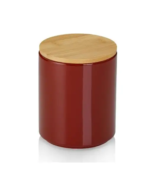 KELA | Cady | pojemnik kuchenny, ceramika/bambus, 1,0 l, śred. 12 x 15 cm, czerwony