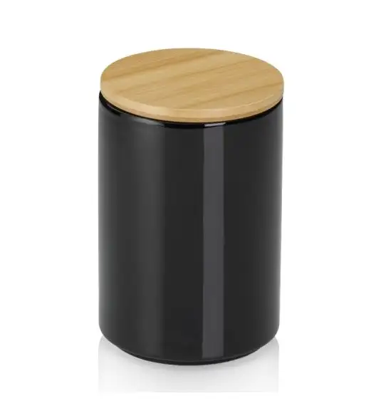 KELA | Cady | pojemnik kuchenny, ceramika/bambus, 0,7 l, śred. 10 x 15 cm, czarny