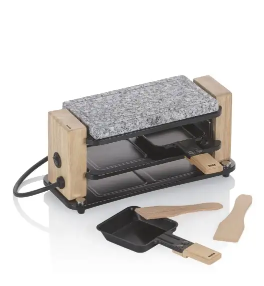 KELA | Bedretto | raclette/grill stołowy, dla 2 os., granit/stal/drewno, 27 x 11 x 13 cm