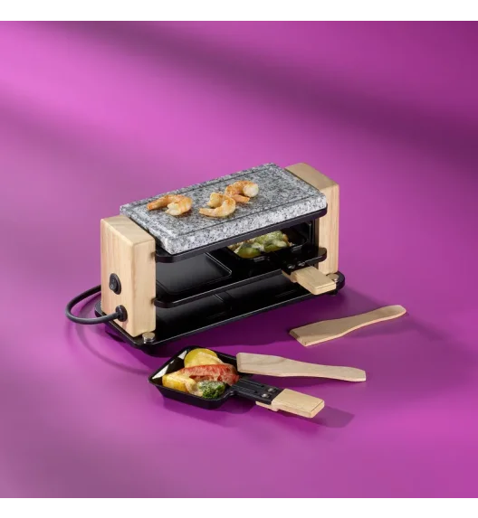 KELA | Bedretto | raclette/grill stołowy, dla 2 os., granit/stal/drewno, 27 x 11 x 13 cm
