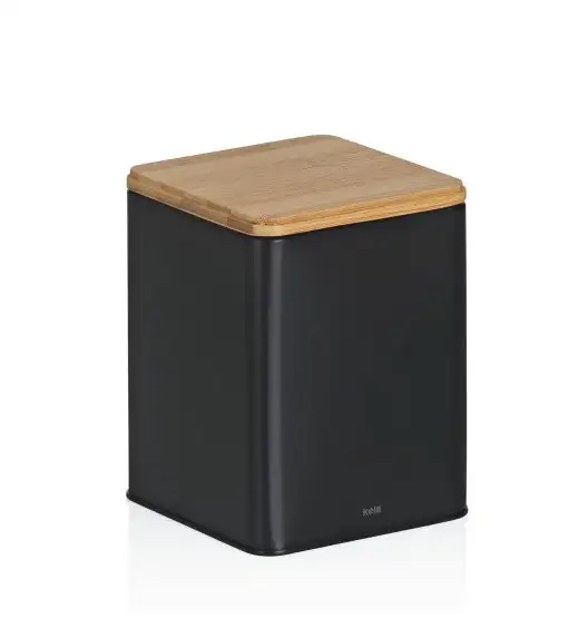 KELA | Kiril | pojemnik kuchenny, metal/bambus, 1,4 l, 11,5 x 11,5 x 14,5 cm