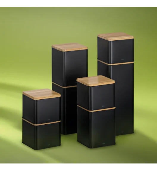 KELA | Kiril | pojemnik kuchenny, metal/bambus, 3,0 l, 11,5 x 11,5 x 28,5 cm