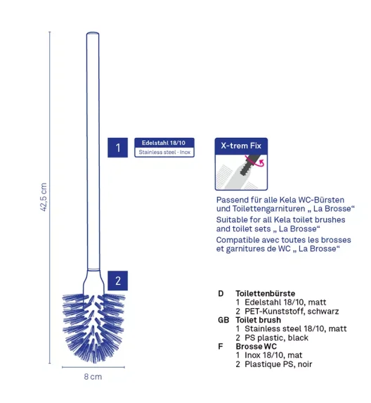 KELA | La Brosse | szczotka do WC, śred. 8 cm, czarna