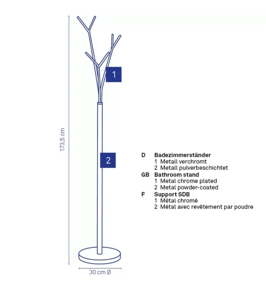 KELA | Sinerio | wieszak łazienkowy, śred. 30x173,5 cm