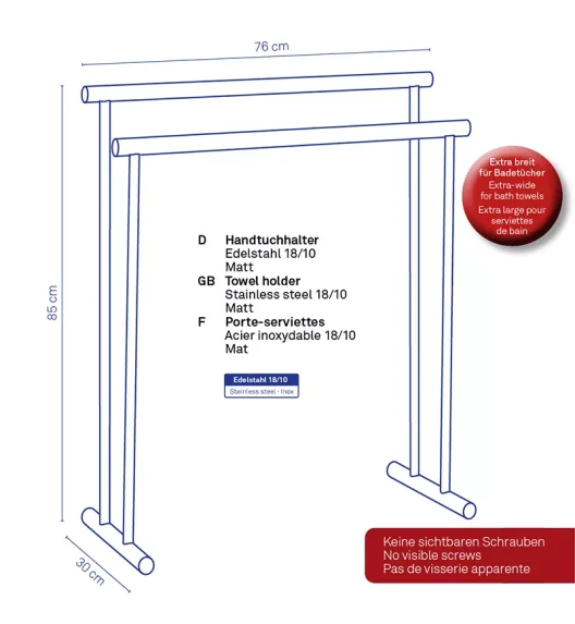 KELA | Priamo | uchwyt na ręczniki, 85x76 cm