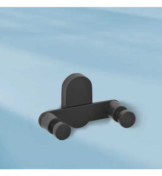 KELA | Alessio | podwójny haczyk / wieszak łazienkowy, stal nierdzewna 18/10, 10 x 5 x 6 cm, czarny