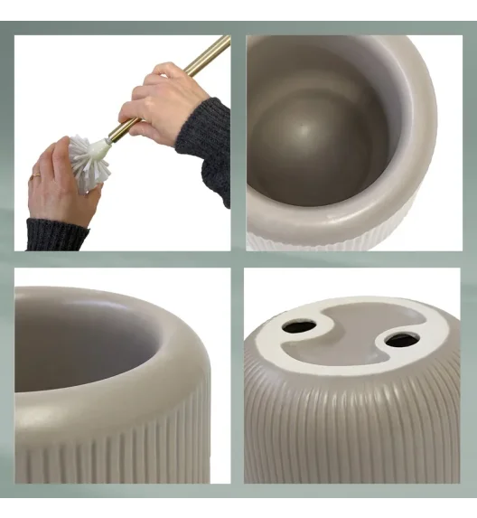 KELA | Adele | zestaw toaletowy, ceramika/stal nierdzewna 18/10, śred. 11 x 45,5 cm, beżowo-złoty