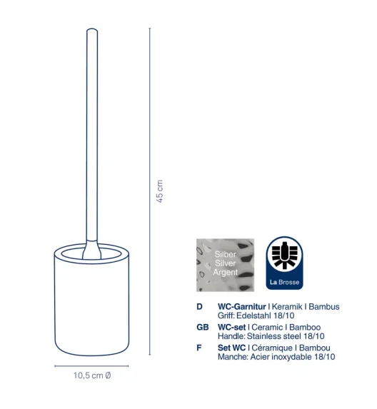 KELA | Sterling | zestaw do WC, ceramika/stal nierdzewna, śred. 10,5 x 45 cm