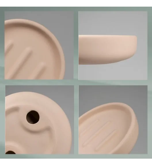 KELA | Sana | mydelniczka, ceramika gumowana, śred. 11,5 x 3 cm, beżowa