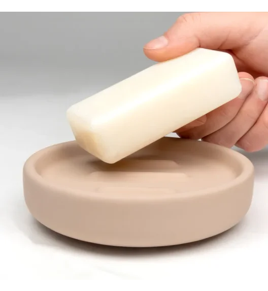 KELA | Sana | mydelniczka, ceramika gumowana, śred. 11,5 x 3 cm, beżowa