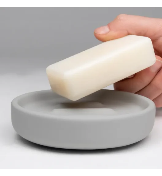 KELA | Sana | mydelniczka, ceramika gumowana, śred. 11,5 x 3 cm, jasnoszara