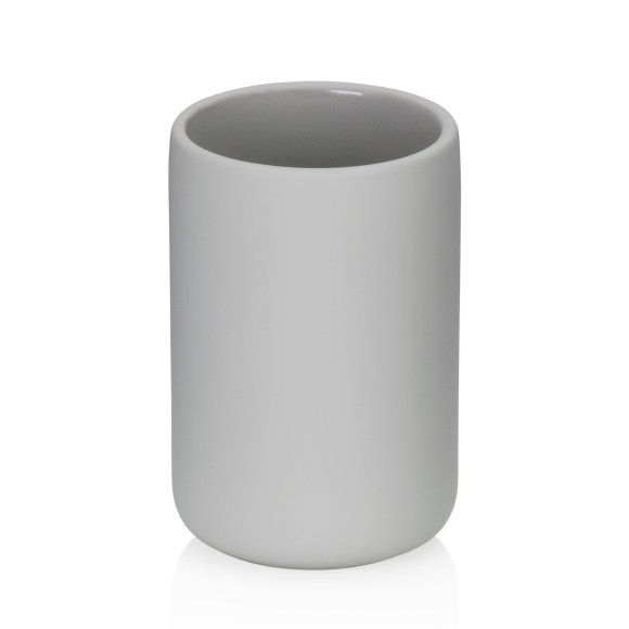 KELA | Sana | kubek na szczoteczki do zębów, ceramika gumowana, śred. 8 x 11 cm, jasnoszary