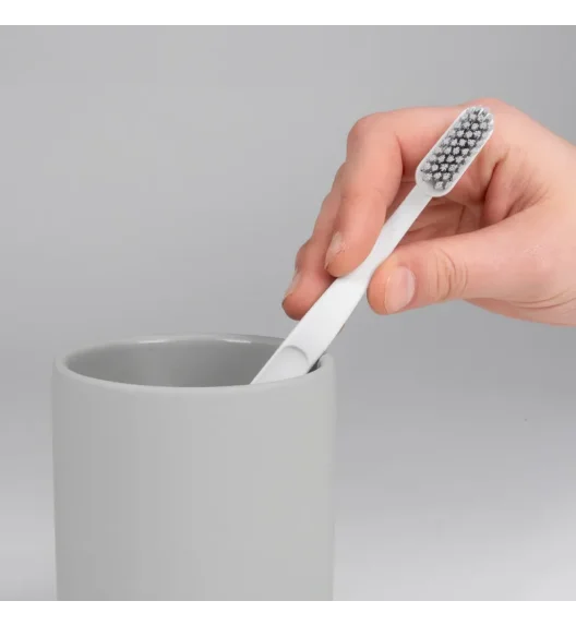 KELA | Sana | kubek na szczoteczki do zębów, ceramika gumowana, śred. 8 x 11 cm, jasnoszary