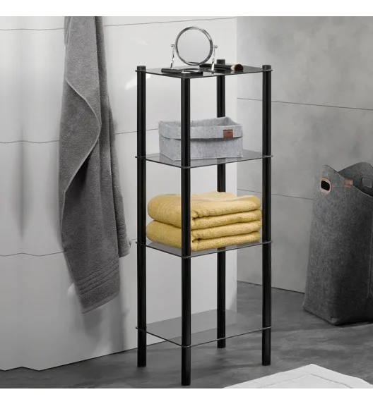 KELA | Lars | regał łazienkowy, szkło/metal, do 30 kg, 40 x 30 x 107 cm