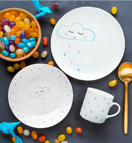 LUBIANA KIDS CHMURKA 9345 | Komplet obiadowy dla dzieci 3 el / porcelana