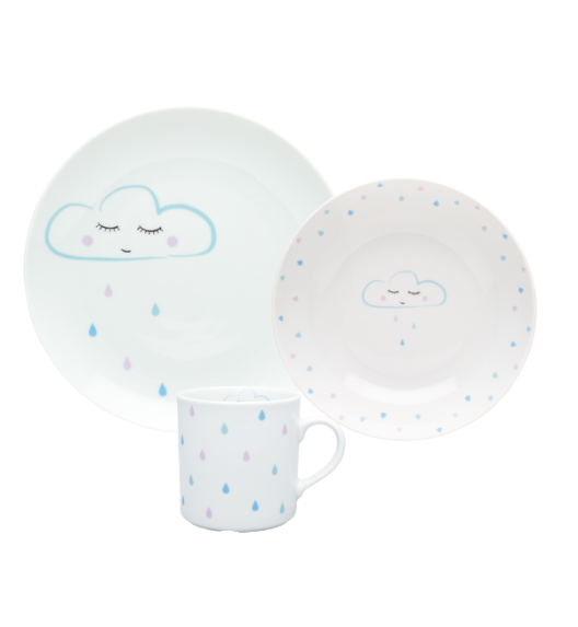LUBIANA KIDS CHMURKA 9345 | Komplet obiadowy dla dzieci 3 el / porcelana
