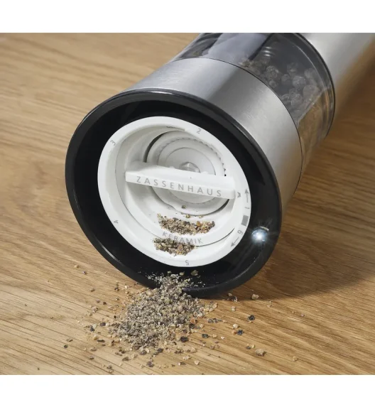 ZASSENHAUS | Gera | elektryczny młynek do pieprzu, ładowany przez USB, stal nierdzewna, śred. 6 x 18 cm