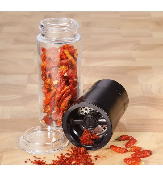 ZASSENHAUS | Dessau | młynek do chili, śred. 5,5 x 17 cm, stal nierdzewna/szkło, czarny