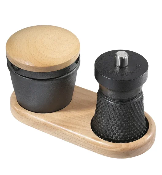 ZASSENHAUS | Worker | moździerz i młynek do przypraw na podstawce, drewno bukowe/żeliwo, 21 x 10 x 15,5 cm