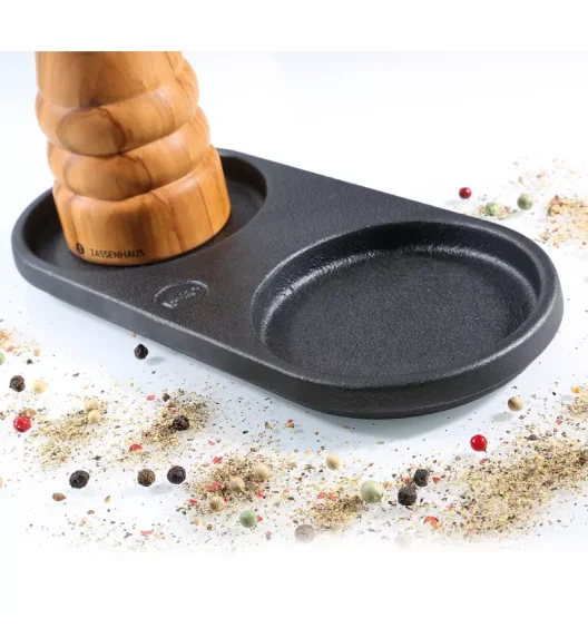 ZASSENHAUS | podstawka pod młynki, żeliwo, 20 x 9 cm, na 2 młynki o średnicy do 7,5 cm