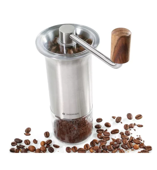 ZASSENHAUS | Barista | młynek do kawy, stal nierdzewna/szkło, 40 g, śred. 8 x 21 cm