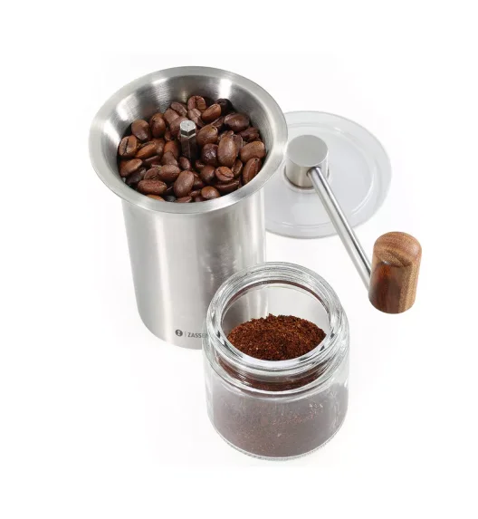 ZASSENHAUS | Barista | młynek do kawy, stal nierdzewna/szkło, 40 g, śred. 8 x 21 cm