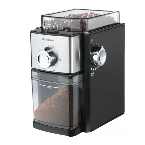 ZASSENHAUS | Kingston | elektryczny młynek do kawy, 19 x 13,5 x 21 cm, czarny/metaliczny