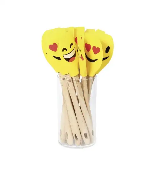 ZASSENHAUS | Smiley | szpatułka do ciasta, silikon/drewno bukowe, różne wzory, 30,5 cm