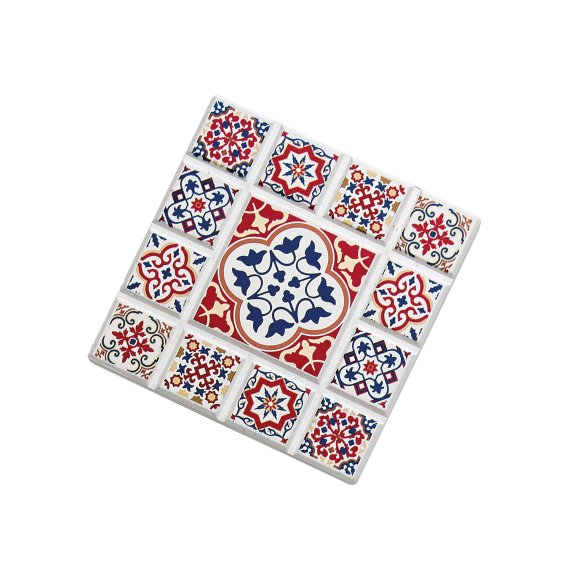 ZASSENHAUS | Marrakesch | podkładka pod szklankę, ceramika/korek, 11 x 11 cm, kwiat