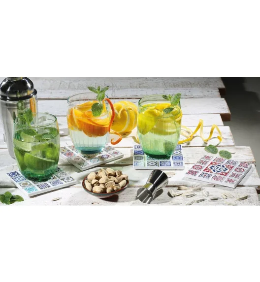 ZASSENHAUS | Marrakesch | podkładka pod szklankę, ceramika/korek, 11 x 11 cm, kwiat