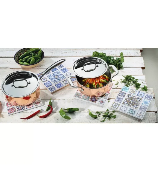 ZASSENHAUS | Casablanca | podkładka pod gorące naczynia, ceramika/korek, 20 x 20 cm, krzyż