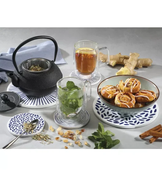 ZASSENHAUS | Nordic | podkładka pod szklankę, ceramika/korek, śred. 11 cm, kręgi