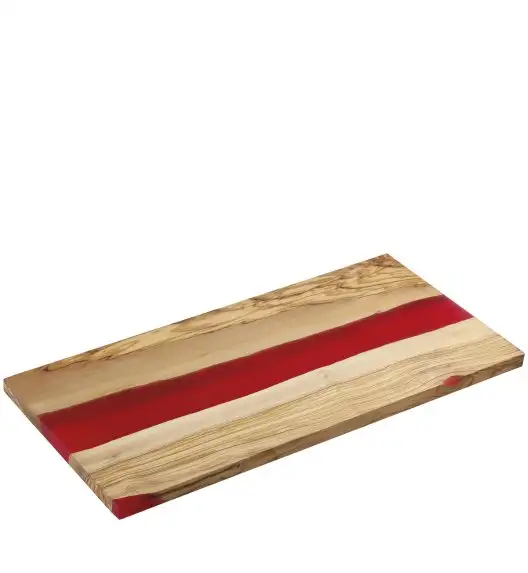 ZASSENHAUS | deska do serwowania, drewno oliwne/żywica epoksydowa, 45 x 22 cm, czerwona