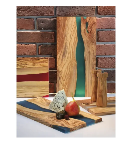ZASSENHAUS | deska do serwowania, drewno oliwne/żywica epoksydowa, 45 x 22 cm, przezroczysta