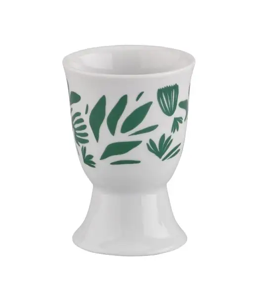 CILIO | Amici | kieliszek na jajko, porcelana, śred. 5 x 7 cm, zielone liście