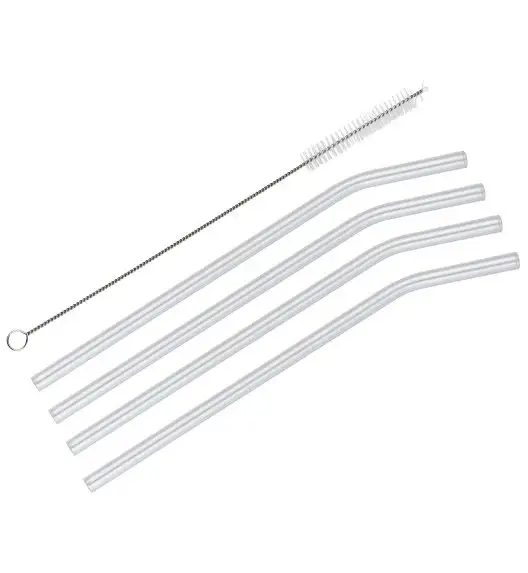 CILIO | Vetro | słomki ze szczoteczką, 4 szt., 23 cm, szkło borokrzemowe, przezroczyste