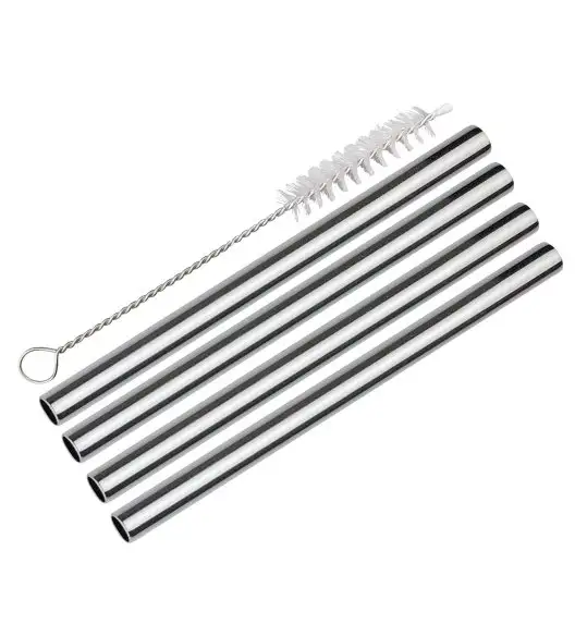 CILIO | Steel Piccolo | szerokie słomki do napojów, 4 szt., stal nierdzewna, śred. 0,8 x 14 cm