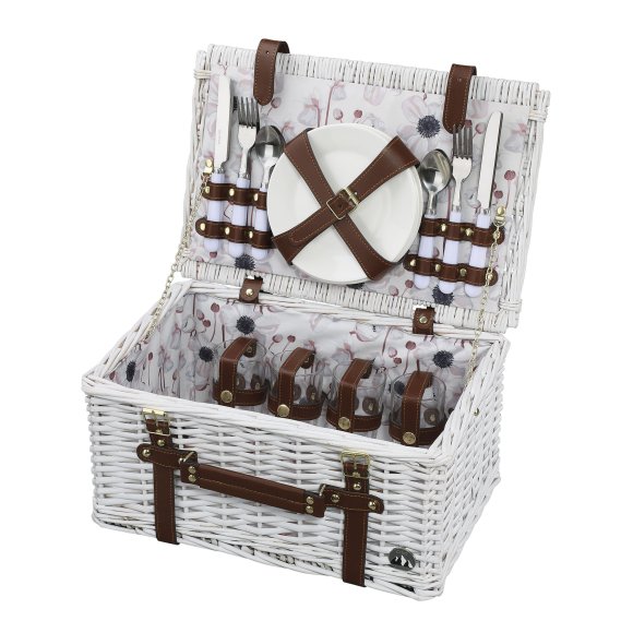 CILIO | Pescara | kosz piknikowy, dla 4 os., 42 x 28 x 21 cm, biały