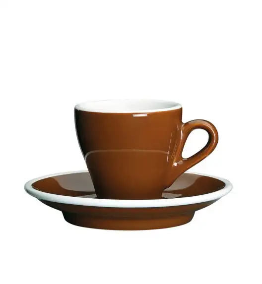 CILIO | Milano | porcelanowa filiżanka do espresso ze spodkiem, 50 ml, brązowo-biała